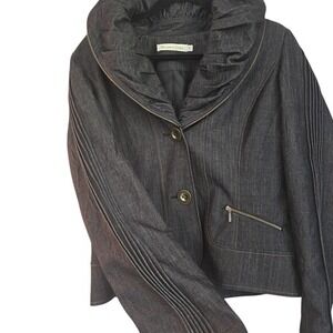 Melanie Lyne Jacket Size 10 Collared Pleated Sleeve Zipper Pockets